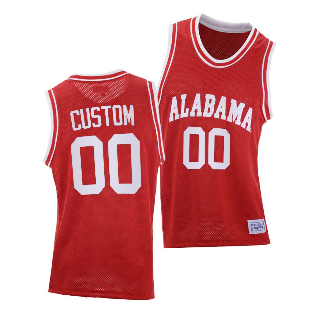Men's Alabama Crimson Tide Custom #00 2021 Red Throwback NCAA College Basketball Jersey